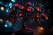 © Thanyarat - Fantasy artwork of a pomegranate tree with enchanted fruits, each one glowing with health-boosting properties, symbolizing the power of antioxidant foods