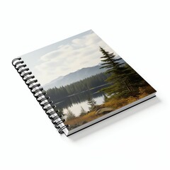 a landscape notebook mockup, isolated on white background, clipping path, full depth of field