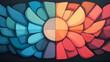 © Vertigo Images - Abstract graphic design with a flower-like design, with a bold color scheme of blue, green, purple, orange, and red.