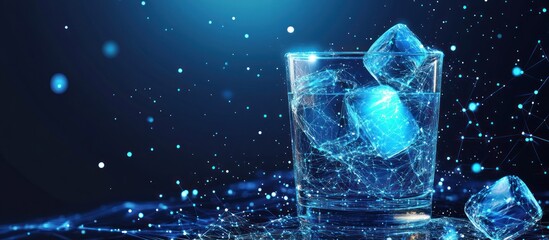 glass of drink ice with splash in the form of a starry sky or space,