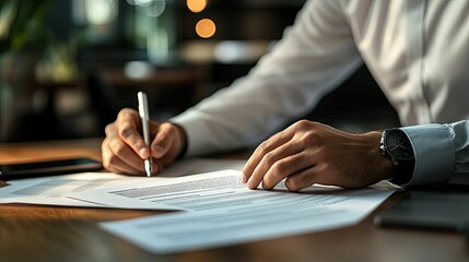 A Man's Hand Signing a Contract with a Pen