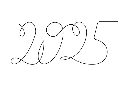 2025 continuous one line art drawing of vector
