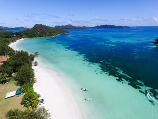 The scenery of Seychelles islands in the Indian Ocean