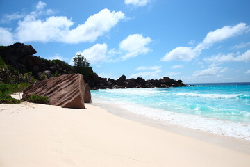 The scenery of Seychelles islands in the Indian Ocean