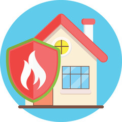 Wall Mural - home fire guard flat design