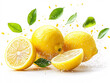 © lam - lemon being squeezed, with lemon slices flying out in a burst of yellow and green.