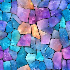 Wall Mural - seamless pattern of shimmering mosaics that reflect light in dreamlike ways
