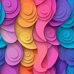 Wall Mural - seamless pattern of spiraling geometric shapes blending into dreamy gradients