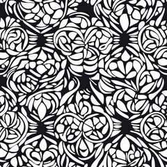 Wall Mural - seamless pattern of swirling mandalas and geometric shapes radiating tranquility