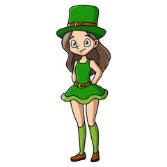 Cute girl wearing costume leprechaun