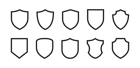 Wall Mural - shield vector set outline vector design illustrator