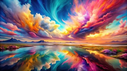 Abstract vibrant landscape with a colorful array of hues and tones , abstract, colorful, panorama, background, vibrant