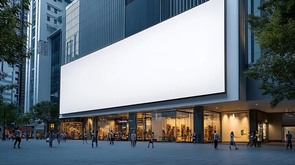 Poster - Mock up white large LED display horizontal billboard on shopping mall building clipping path for mockup : Generative AI
