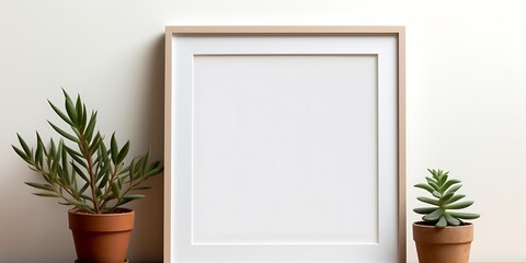 Empty square frame mockup in the modern minimalist interior