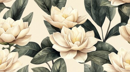 Poster - Soft White Gardenias in Watercolor Style
