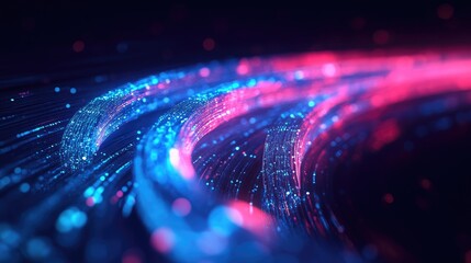 Wall Mural - Vibrant Abstract Light Trails: Futuristic Neon Glow in Motion