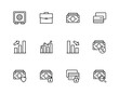 © Riska W - Set Line Icons. Black and White icons pack. Money, Stock Market, Savings. Vector illustration.