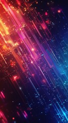 Fototapete - Vibrant abstract digital background with glowing lines and lights.
