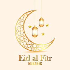 Eid al Fitr celebration with beautiful moon and lights