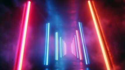 Leinwandbilder - Neon design elements lights glow and flash technology abstract background High quality photo : Generative AI