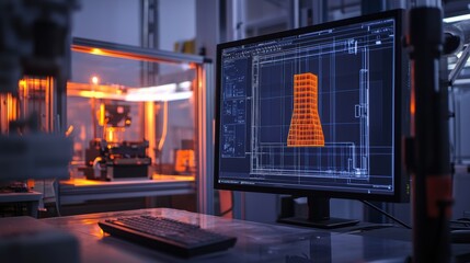 Poster - 3D Modeling and Printing Process in Modern Workshop