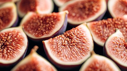 Poster - Sliced fresh figs closeup Macro photo : Generative AI
