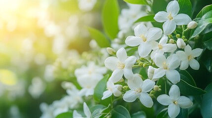 Wall Mural - Best Star jasmine white flowers and indrakamal flower : Generative AI