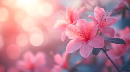 Fototapete - Pink azalea flowers in full bloom Spring season : Generative AI