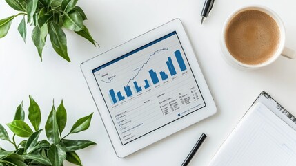 Poster - Business Growth Analysis with Tablet and Coffee