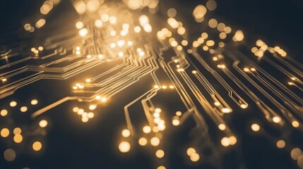 Poster - Abstract Circuit Board with Glowing Lights