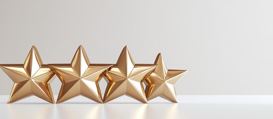 Four Golden Stars on a White Background