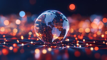 Poster - Digital Sphere with Vibrant Data Connections
