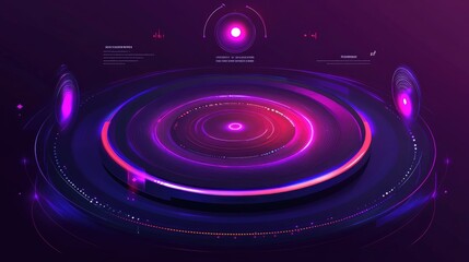 Poster - Abstract Digital Circular Composition with Glowing Lights