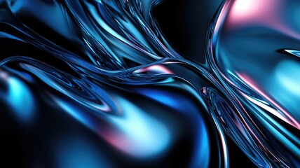 abstract blue and pink shiny liquid waves