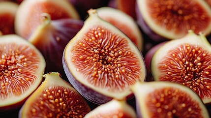 Poster - Sliced fresh figs closeup Macro photo : Generative AI