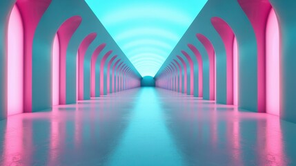 Wall Mural - a sleek stage glowing with neon lights, offering a modern and abstract vibe perfect for futuristic p