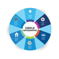 Poster - Circle business infographics vector design template with 6 options