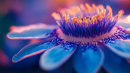 Fototapete - Close up of a Passifloraceae Flower Passiflora Blue Passion Flower Passion Flower : Generative AI