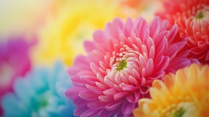 Poster - Colorful chrysanthemum flower macro shot Chrysanthemum rainbow flower background : Generative AI