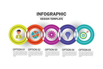 Poster - Timeline infographic elements template, business circle concept with 5 steps and icon