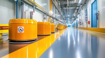 Poster - Modern Industrial Automation with Yellow Equipment