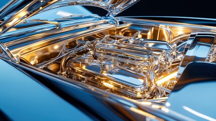 Poster - Shiny Engine Inside a Classic Car Design