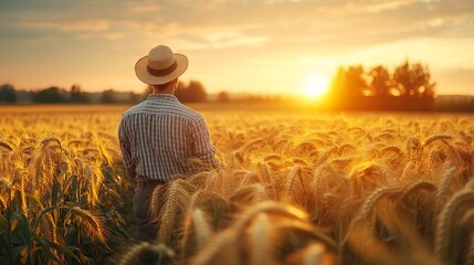 Fototapete - agriculture and modern technology Farmer using smart farming technologies using AI : Generative AI