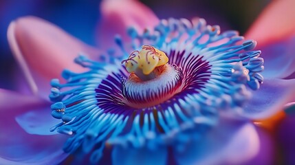 Fototapete - Close up of a Passifloraceae Flower Passiflora Blue Passion Flower Passion Flower : Generative AI