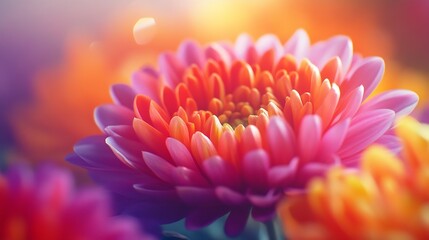 Poster - Colorful chrysanthemum flower macro shot Chrysanthemum rainbow flower background : Generative AI