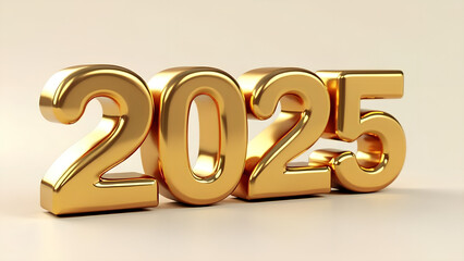 Old gold effect of 2025 number with 3D glossy style Mockup