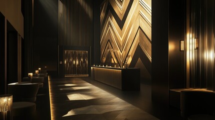 Poster - Black and gold geometric pattern for modern interior walls, creating a stunning and upscale design aesthetic.