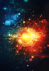 Poster - Technology Particle abstract Background A visual representation of the Schrodinger equation in quantum mechanics