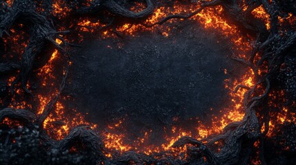 Fototapete - Black Tree Roots Surrounded by Burning Lava