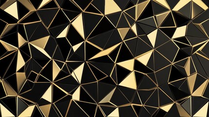 Poster - Luxurious black and gold geometric wall pattern, creating a modern and elegant backdrop for stylish interior design.